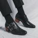 New Korean version of brown men's wedding Fashion slim pointed high heel set breathable casual trend leather shoes_vogvips.com
