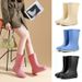 Voyage 2025 Cross-Border Fashion Mid-Calf New Women's Waterproof Trendy Non-Slip Outdoor PVC Fleece-Lined Rain Boots For Women_vogvips.com