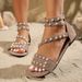 Simple Pearl-decorated For Women, Vintage-style Roman Shoes With Versatile Ankle Straps, Flat Women's Sandals_vogvips.com