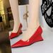 2905-1 Fashion Banquet Women's High Shallow Mouth Pointed Lacquer Leather Single Shoes Slope Heels_vogvips.com