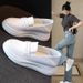 Lazy Loafers Women's Season Shock Absorption Soft Leather Thick Sole Inner Height Increase One Pedal Two Wear White Leather Shoes Single Shoes_vogvips.com
