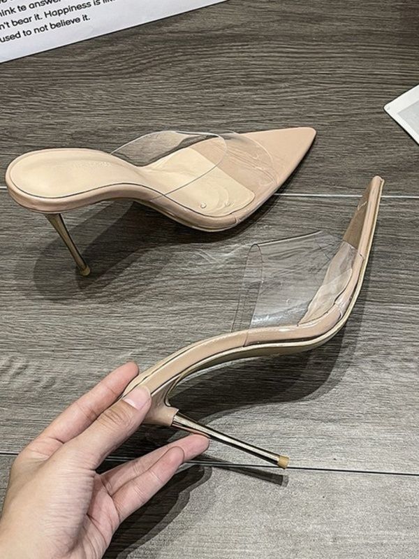Pure Desire Stunning Thin Heel Pointed Toe Transparent Strap Sandals New Fashionable Height Increasing Leg Lengthening_vogvips.com