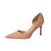 Nude Side Empty High Heels Pointed Toe Thin Heel Temperament Not Tired Feet Large Size Single Shoes_vogvips.com