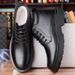 European Warm Series Winter New Cowhide Workwear High-top Slip-on Chunky Mid-calf Thick-soled Mid-heel Martin Boots With Fleece Lining For_vogvips.com