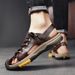 Men's Beach Shoes Summer Hollow Breathable Leather Sandals Men Outdoor Dual-Wear Non-Slip Slippers Large Size_vogvips.com