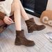 Platform Belt Buckle Fashion Women 2025 Autumn Winter New Western Cowboy Korean Style Slimming Slip-on Short Boots_vogvips.com