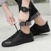 Men's Round Head Leather Men's Board Shoes Front Lace-up Low-heeled Board Shoes Casual Men's Shoes Single Shoes_vogvips.com
