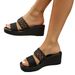 Women's Summer Square Toe Hollowed Out Wedge Sandals Casual Platform Plus Size 43_vogvips.com