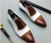 Euro Step Large Brogue Business Men's Color Block Pointed Toe British Leather Wedding Shoes Size 38-48_vogvips.com