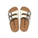 RUIZUSTOCK Unisex Classic White Double Buckle Cork Sandals PU Leather For Indoor And Outdoor_vogvips.com