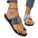 Rhinestone Clip Toe Fashion All-in-one Wear Beach Flat Women Sandals Slippers_vogvips.com