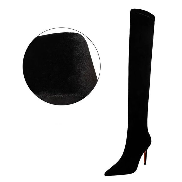 Women's Fashion Slim High Heel Over The Knee Boots Winter Suede Pointed Toe Stiletto Boots For Night Out Party Over The Knee Boots_vogvips.com