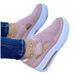 Cross-Border New Large Size Fly Knit Breathable Casual Wedge Thick Sole Hollow Velcro Round Toe Low-Cut Women's Shoes_vogvips.com