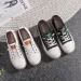 Genuine Leather Elastic Band Flat Round Toe Low Cut White Comfortable Breathable Soft Bottomed Casual Board Shoes_vogvips.com