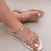 Studded Decor Flat Open-Toe Sandals For Women Summer Large Size Low Heel Beach Slippers_vogvips.com