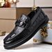 Euro Step Loafers Moccasins Business Casual Leather Formal British Style Crocodile Pattern Men's Shoes Trendy Versatile_vogvips.com