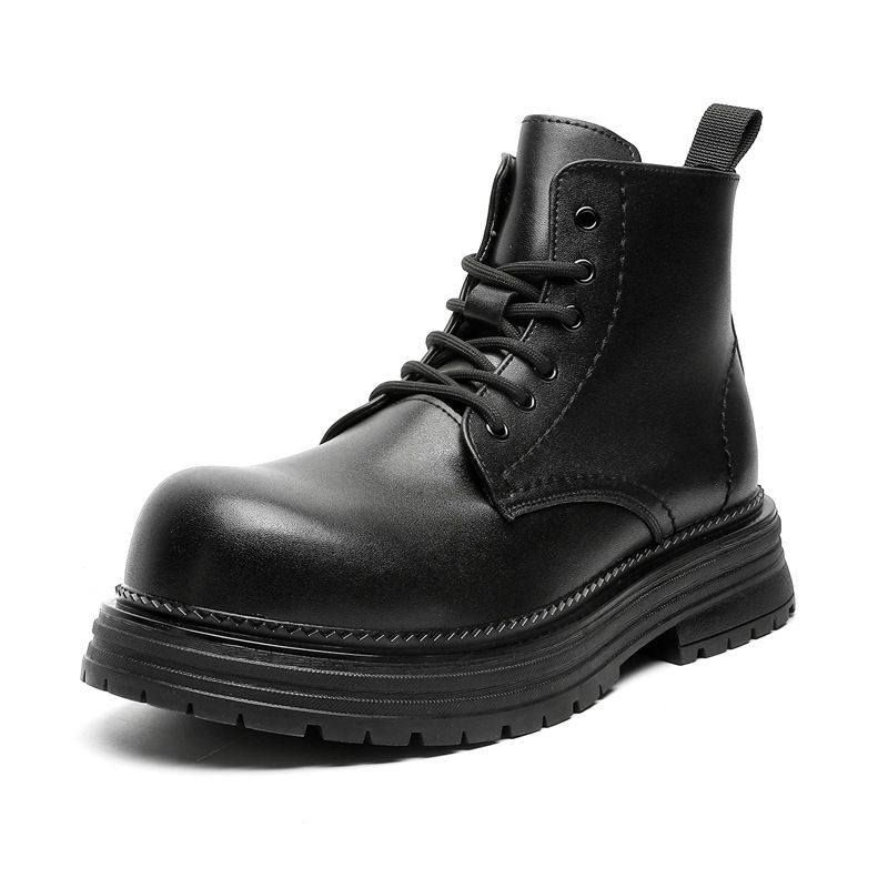 Show Leg Thin Inner Height Increase Martin Boots Men's Platform Fashion Boots Height Increase Shoes_vogvips.com