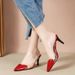 Ladies New Pointed Shallow Mouth Love Stitching PVC High Heel Sandals_vogvips.com