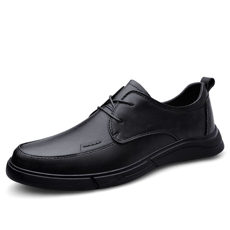 Leather Shoes Dress Casual Shoes Low-top Lace-up Leather Surface Foot Cover Round Head Work Men's Shoes_vogvips.com