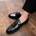 British-style Trendy Men's Casual Leather Shoes With Tassels, Pointed Toe, Versatile And Breathable, Hairstylist Slip-on_vogvips.com