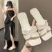 Solid Color Square Toe Thong Sandals - Women's Summer Outdoor Wear, Trendy Korean Style, Fashionable And Lightweight, Simple And Versatile_vogvips.com
