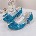 High Heels Spring New Children's Princess Versatile Soft Sole Silver Crystal Little Girls' Performance Leather Shoes_vogvips.com