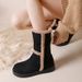 2025 Winter New Fashion Snow Boots For Women, Non-Slip, Cold-Proof, Mid-Calf Boots, Fleece-Lined, Thickened,_vogvips.com