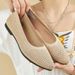 Casual Women's Shoes Solid Color Pointed Flat Shoes Women's Casual Cloth Shoes Flying Knitted Shoes_vogvips.com