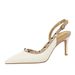 Women's Stiletto Heel Pumps Style High Heels For Women Featuring A Panamanian Pattern Pointed Toe Low Cut Design Studded Rivet Embellishment Single Buckle Strap And Openwork Stiletto Heel_vogvips.com