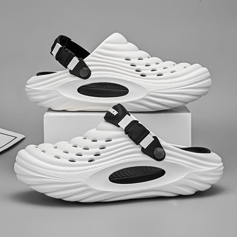 New Couple Models Hole Shoes Summer Women's Beach Lightweight Men's Baotou Waterproof Sandals Slippers Men_vogvips.com