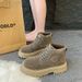 European Warm Series Martin For Women 2025 Autumn Winter New Petite Height-Increasing Thick-Soled Yellow British Style Short Boots_vogvips.com