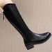 Over-the-Knee Short Petite Women, Chunky Heel V-Cut Pointed Toe Riding Boots, 2023 Autumn Winter New Thick-Soled Long_vogvips.com
