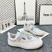 Women's 2025 Spring Summer New Letter Canvas Women Thick Sole Genuine Leather Versatile Casual Shoes Sneakers European_vogvips.com