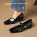 Cameido Mary Jane Shoes With Buckle And Low Heel Spring Pleated Square Toe Platform Single Shoes_vogvips.com