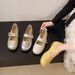Retro Silver French Flat Bottom Light Mouth Single Shoes Women's Spring Flat Bottom With Skirt Mary Jane Shoes_vogvips.com