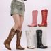 2026 Winter Cross-Border Trade New Autumn Fashion Women's Wide-Leg Shiny Denim Boots_vogvips.com