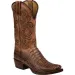 Men Vintage Embroidery Western Cowboy Croc Print Pointed Toe Mid Calf Retro Leather Riding Boots_vogvips.com