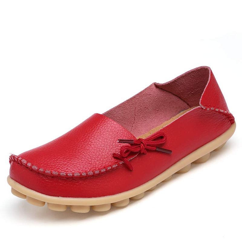 Women’s Lace Up Classic Oxford Boat Ballet Driving Moccasins Flat Ladies Soft Leather Shoes_vogvips.com