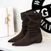 6383-6 Women's Mid-Calf Slim Vintage Versatile Height-Increasing Suede Fashion Ankle Boots, Pointed Toe Short Boots_vogvips.com