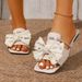 2026 New Cross-Border Plus Size Flat Women's Fashion Versatile Open-Toe Rhinestone Bow Beach Slippers_vogvips.com