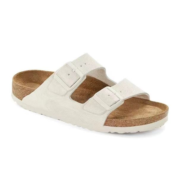 26SS Shoes Summer Cowhide New BK Genuine Leather Cork Thick Sole Sandals Men's One-Strap Slippers Women's_vogvips.com