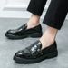 2023 New Large Size Double Needle Buckle Lefu for Men's Lacquer Leather, Bright Face, Heel, Thick Sole, High Height,_vogvips.com