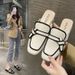 Bow Detail Square-Toe Mule Sandals For Women - Chunky Mid-Heel Slides With Vintage Style_vogvips.com
