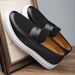 .Large Size 4748 British Style Men's Leather Shoes - One-piece Slip-on Loafers For Sports And Casual Wear, Versatile For Men._vogvips.com