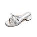 Weiwei Girl 367-2 Fairy Style Sandals Women With Bowknot High Chunky Heels Rhinestone Slippers For Summer Outdoor Wear_vogvips.com