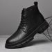 Men's Genuine Leather Martin Boots With Lace-Up Design, Rugged Work Boots For Outdoor & Casual Wear, Wide Sizes Available_vogvips.com