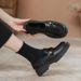 Soft-soled Loafers Women's Small Gold Coin Single Shoes British Thick-soled One-pedal Small Leather Shoes_vogvips.com