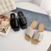 Women's Flat Open Toe Sandals Korean Style Slip On Beach Shoes Square Buckle Versatile_vogvips.com