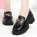 Loafers Women's Small Leather Shoes Waterproof Table British Style Low-top Japanese Flat-soled Patent Leather Single Shoes_vogvips.com