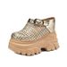 14cm Height Increasing Closed-Toe Half For Women, Summer Outdoor Wear 2025 New Style, Petite Thick-Soled Hollow_vogvips.com